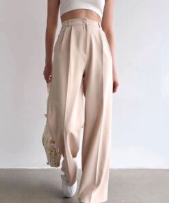 شلوار کرم کرپ مدل نیم بگ - راحت و خنک مناسب فصل