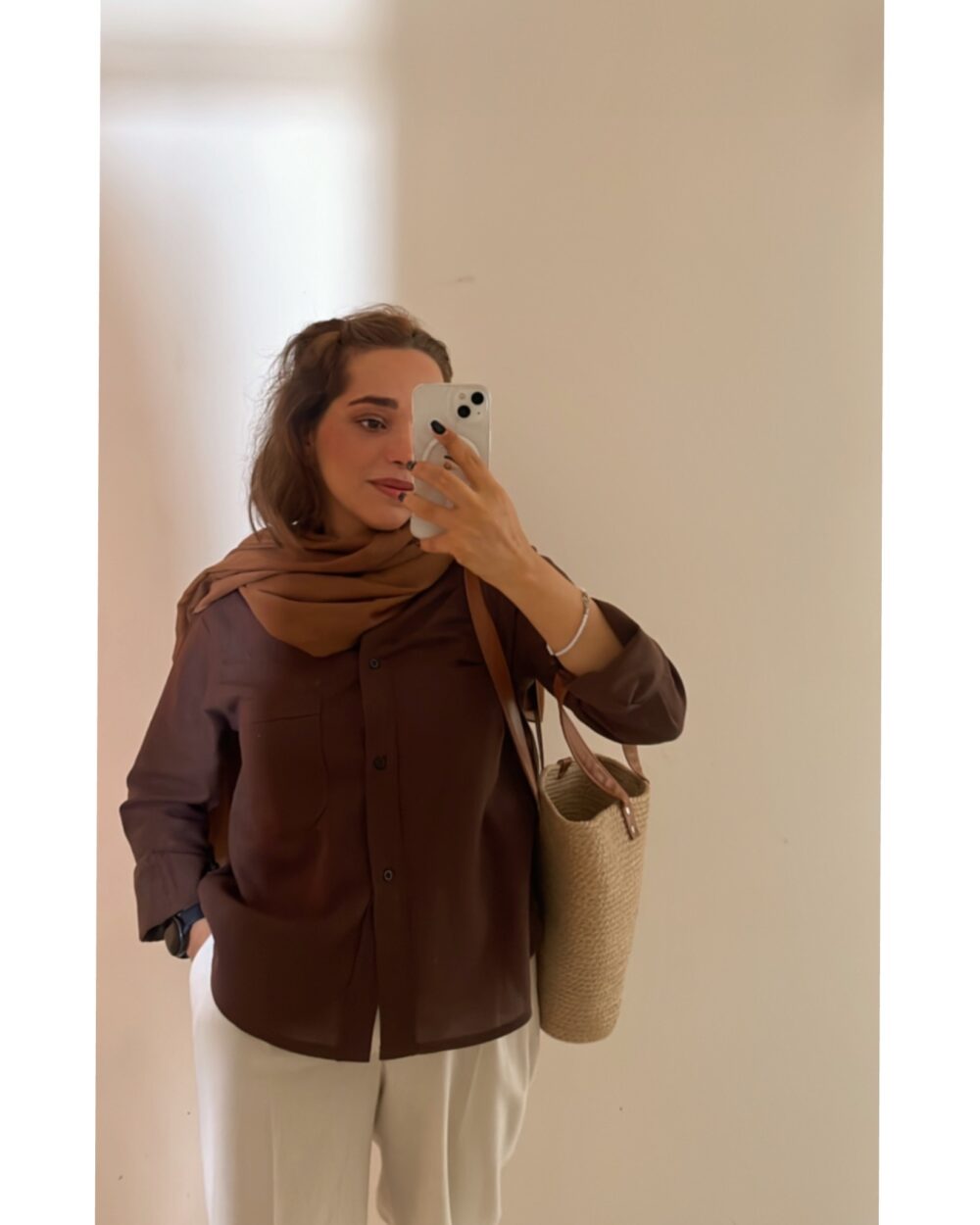 شومیز لینن. قهوه ای کد 037 - Image 2