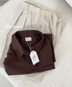 شومیز لینن. قهوه ای کد 037