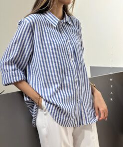 شومیز راه راه لینن زنانه خنک و تابستانی | کد 093